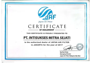 Certificate of Dealership JAF
